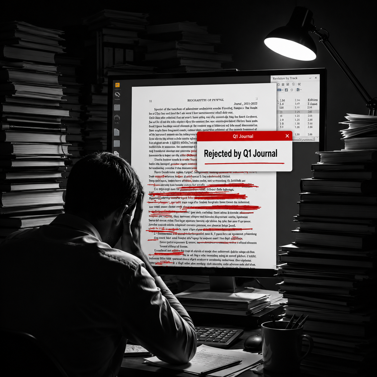 Researcher preparing manuscript